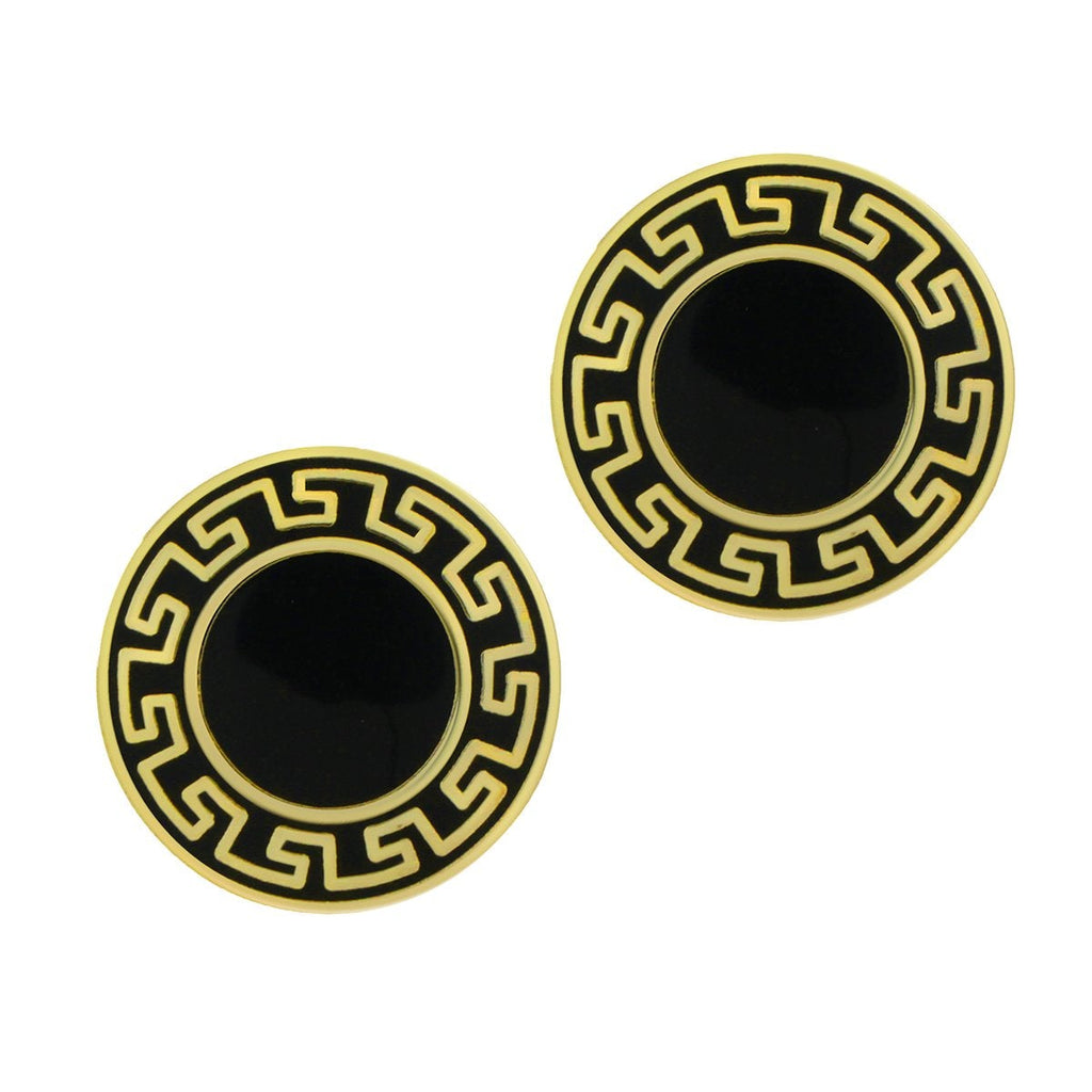 Round Black Gold Cufflinks In Box Bulk