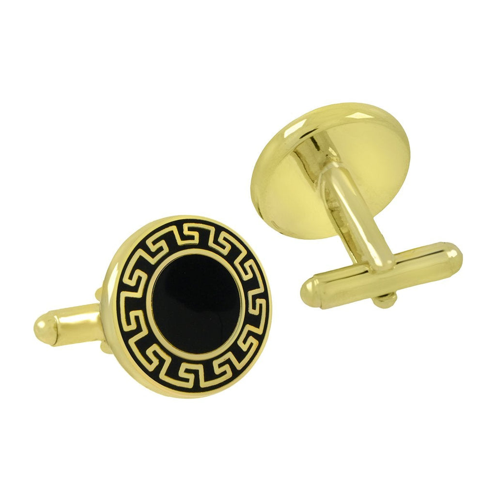 Round Black Gold Cufflinks In Box Bulk