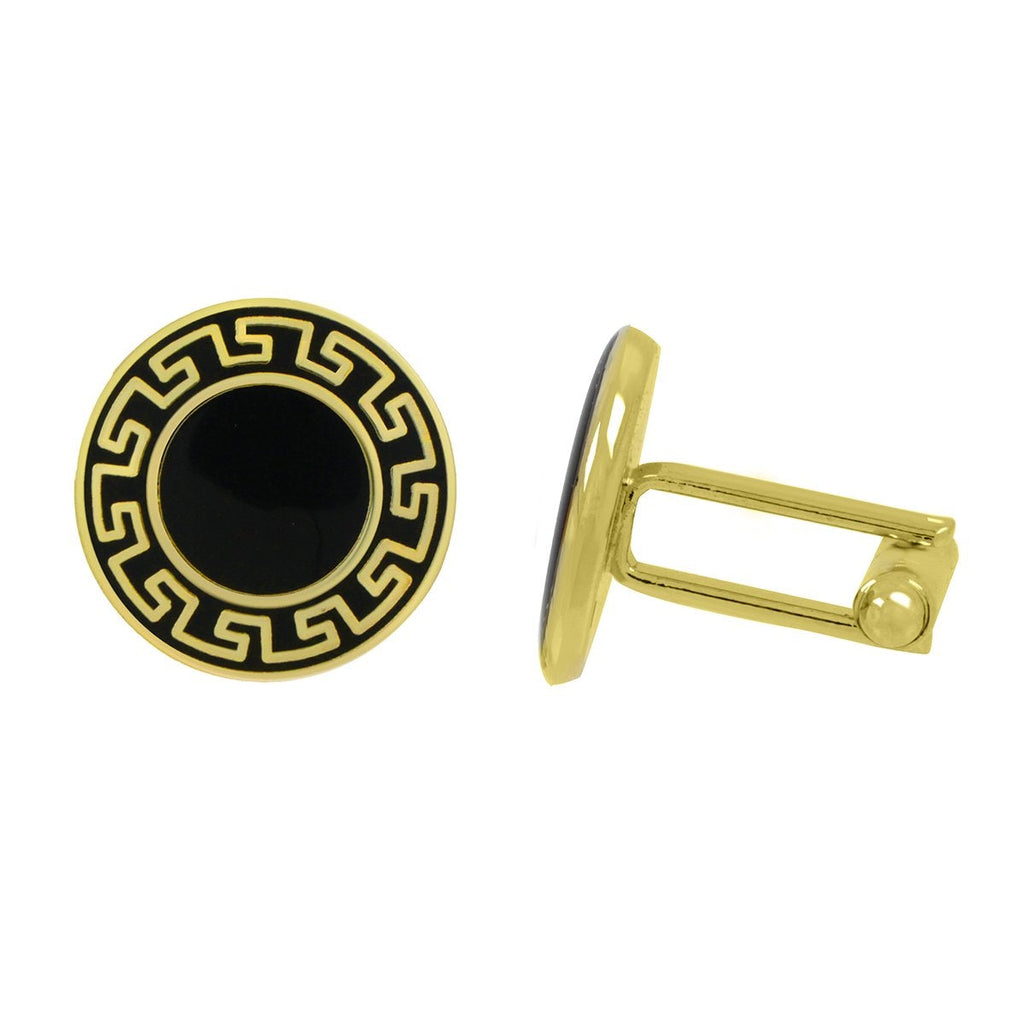 Round Black Gold Cufflinks In Box Bulk