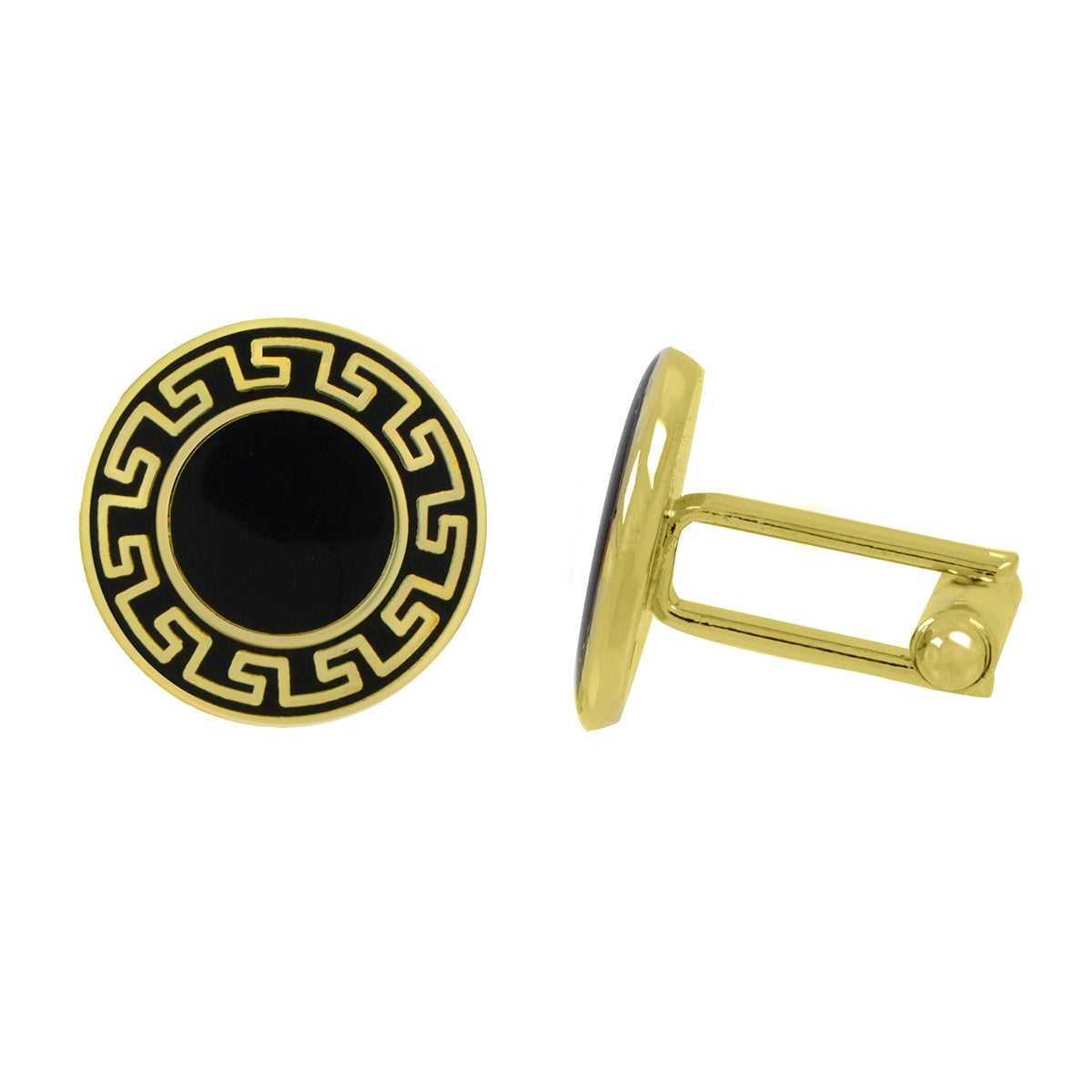 Round Black Gold Cufflinks In Box Bulk