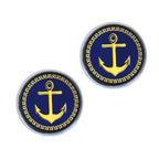 Round Blue Gold Anchor Cufflinks In Box Bulk
