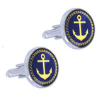 Round Blue Gold Anchor Cufflinks In Box Bulk
