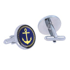 Round Blue Gold Anchor Cufflinks In Box Bulk