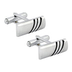Rectangle Silver Stripes Cufflinks In Box Bulk