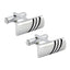 Rectangle Silver Stripes Cufflinks In Box Bulk