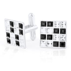 Square Silver Crystal Cufflinks In Box Bulk