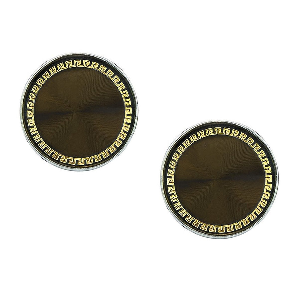 Round Grey Gold Cufflinks In Box Bulk
