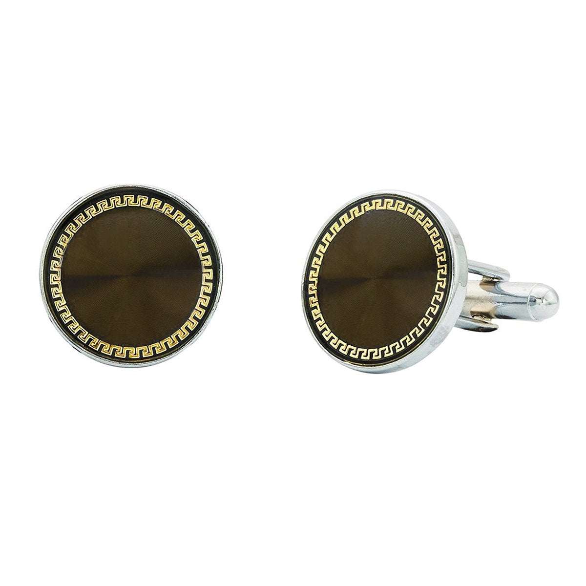 Round Grey Gold Cufflinks In Box Bulk