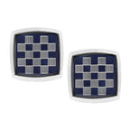 Square Silver Checks Cufflinks In Box Bulk