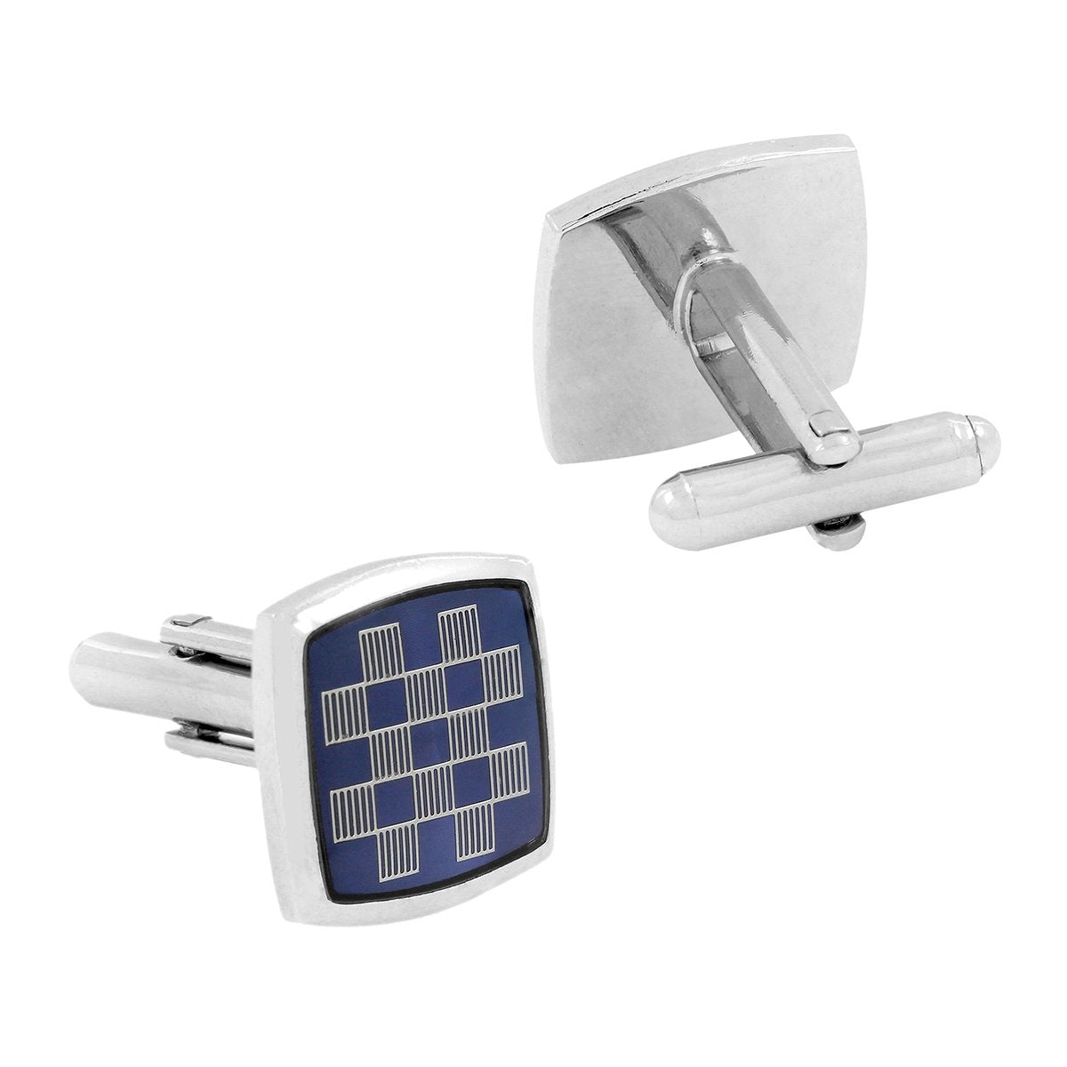 Square Silver Checks Cufflinks In Box Bulk