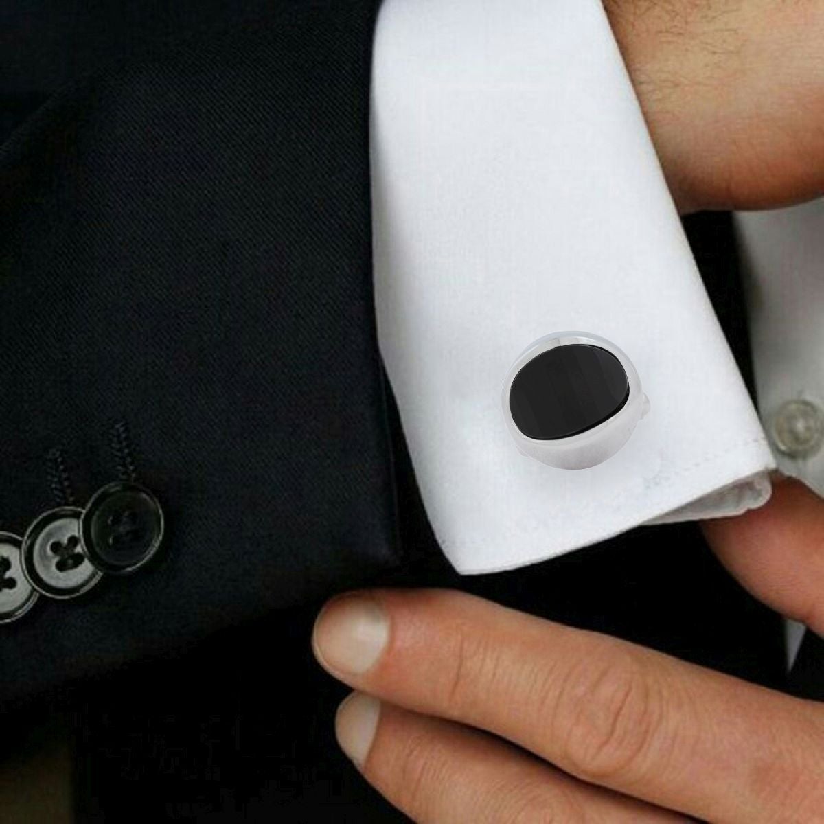 Hexagon Black Cufflinks In Box Bulk