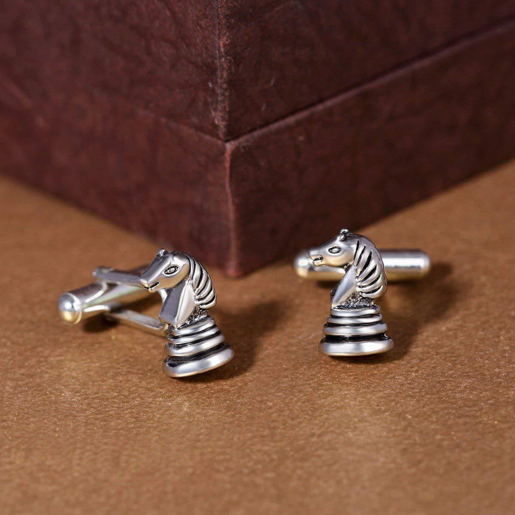 Fancy Silver Horse Chess Cufflinks In Box Bulk