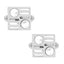 Square Silver Diamond Cufflinks In Box Bulk
