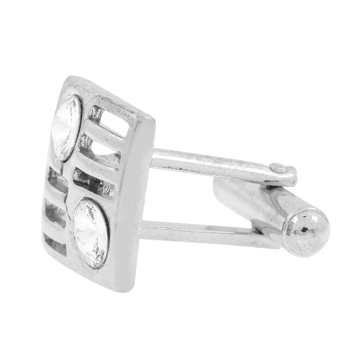 Square Silver Diamond Cufflinks In Box Bulk