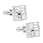 Square Silver Diamond Cufflinks In Box Bulk