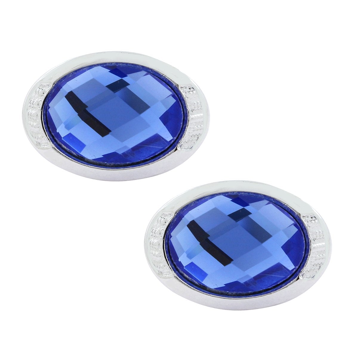 Oval Blue Crystal Cufflinks In Box Bulk