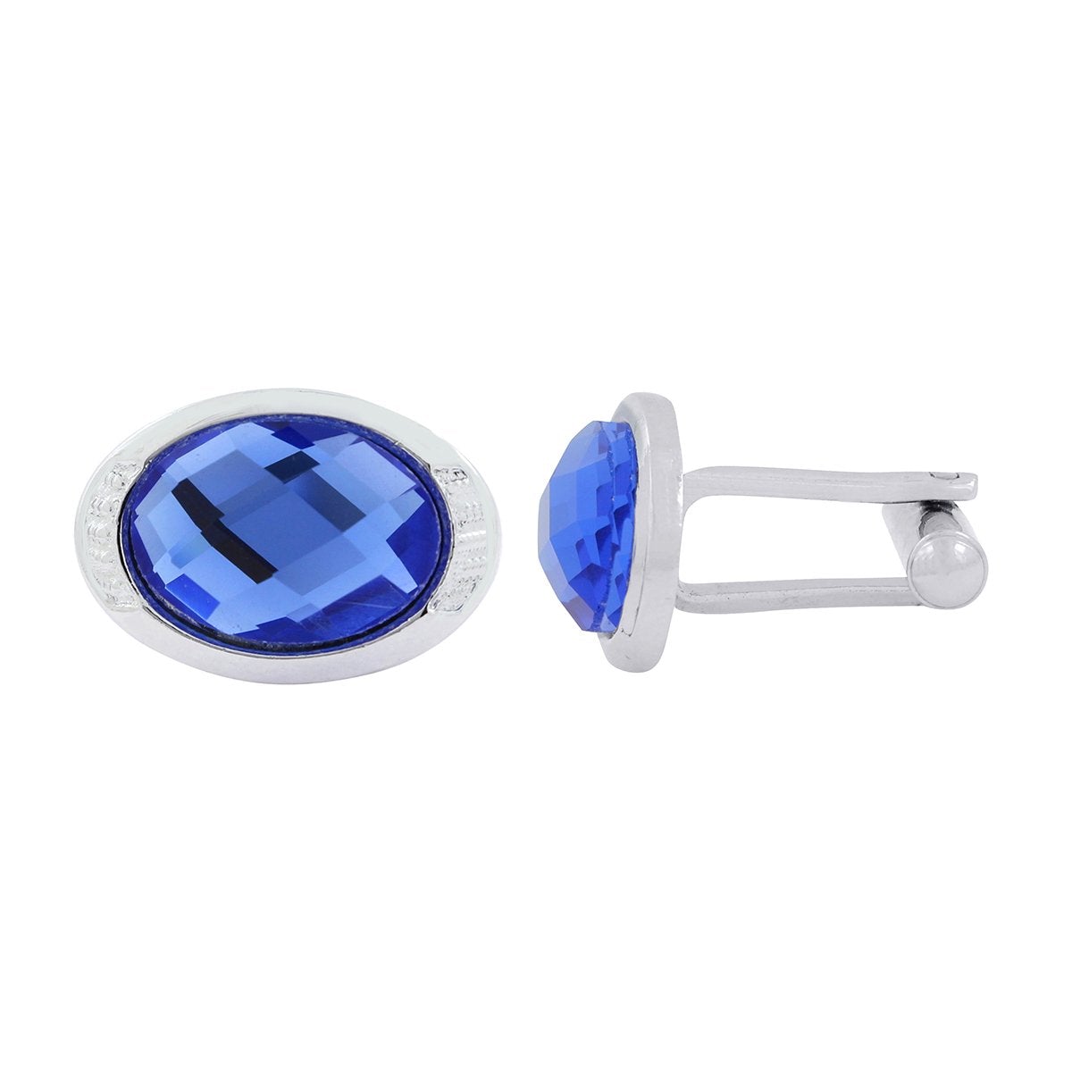 Oval Blue Crystal Cufflinks In Box Bulk Secondary image