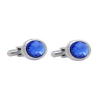 Oval Blue Crystal Cufflinks In Box Bulk