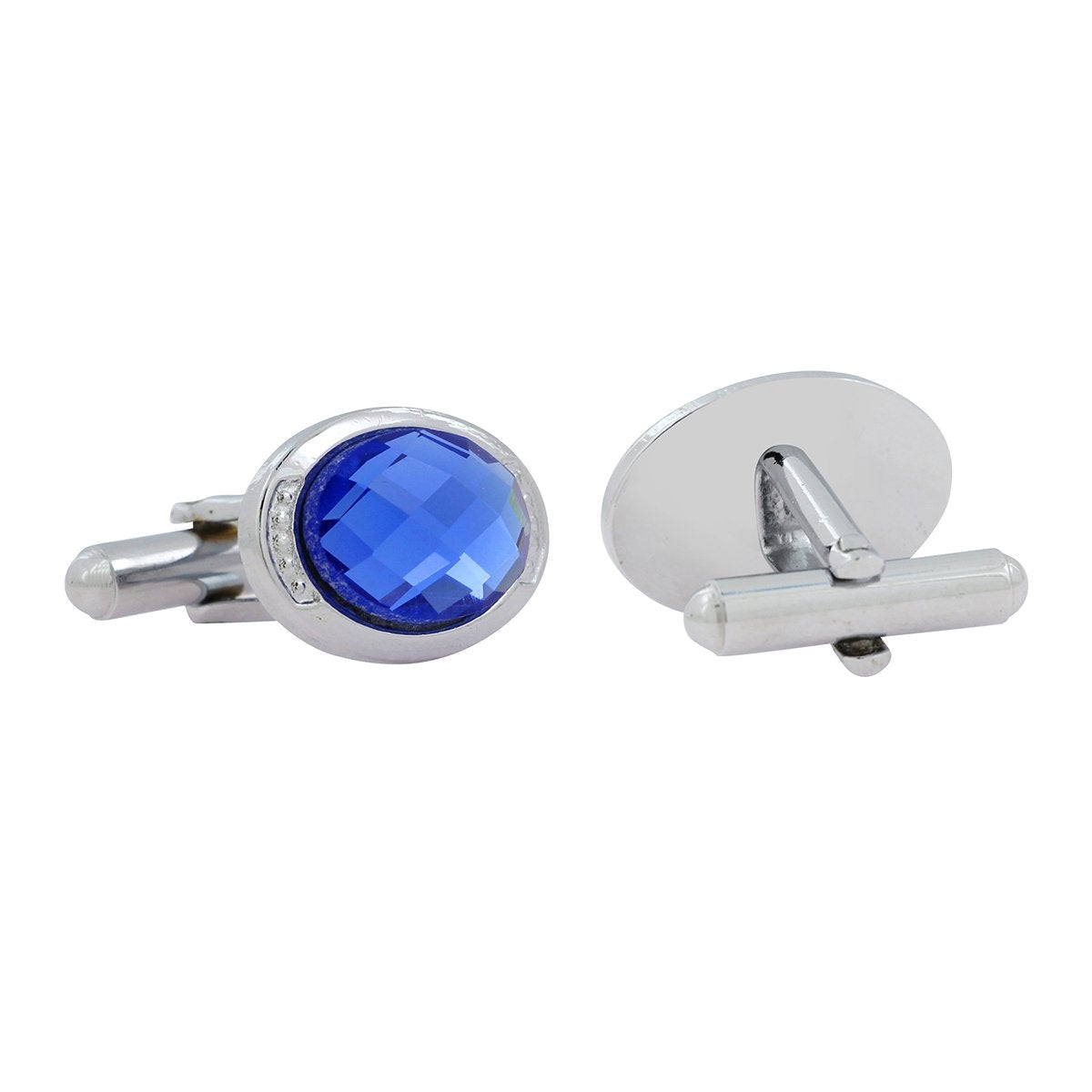 Oval Blue Crystal Cufflinks In Box Bulk