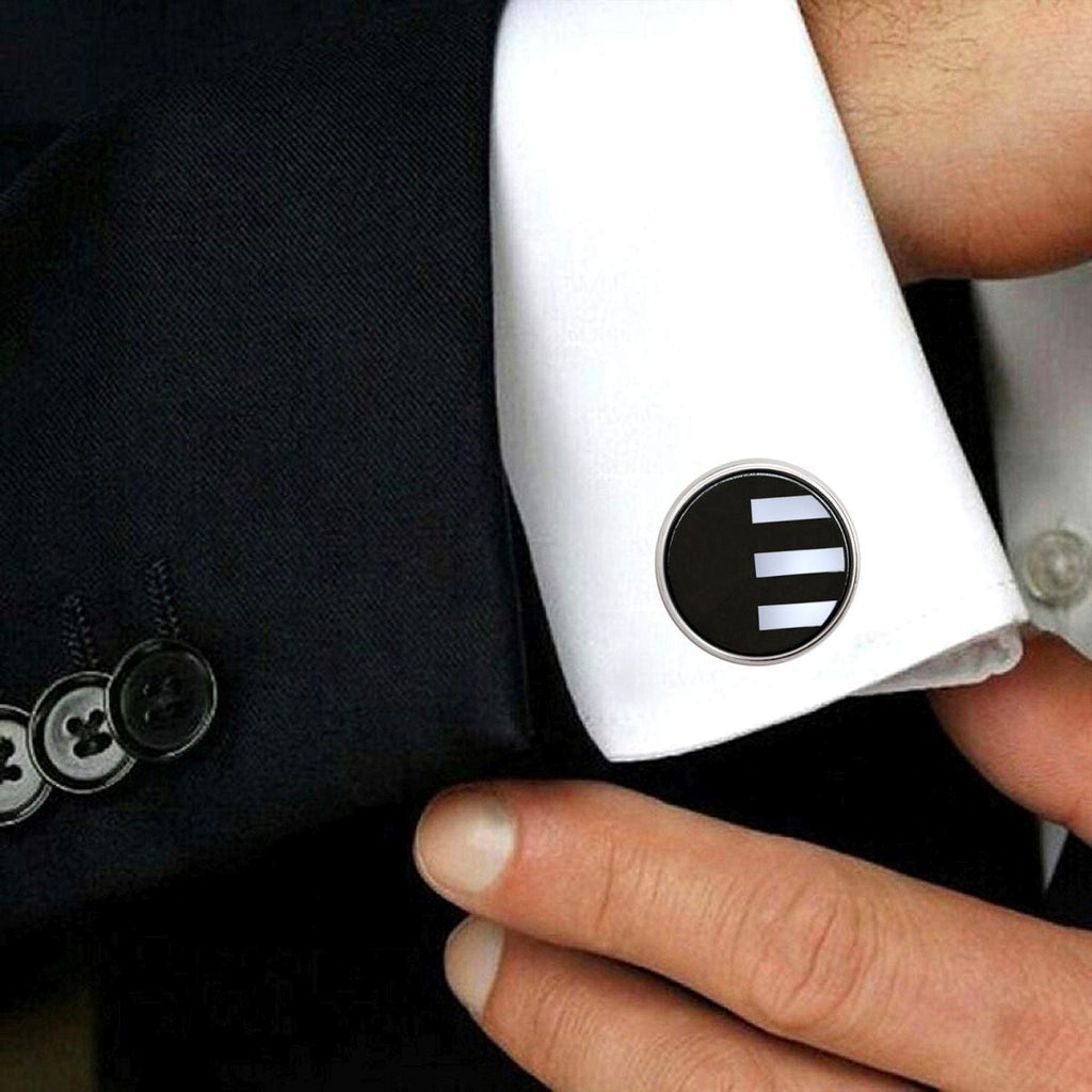 Round Grey Stripes Cufflinks In Box Bulk