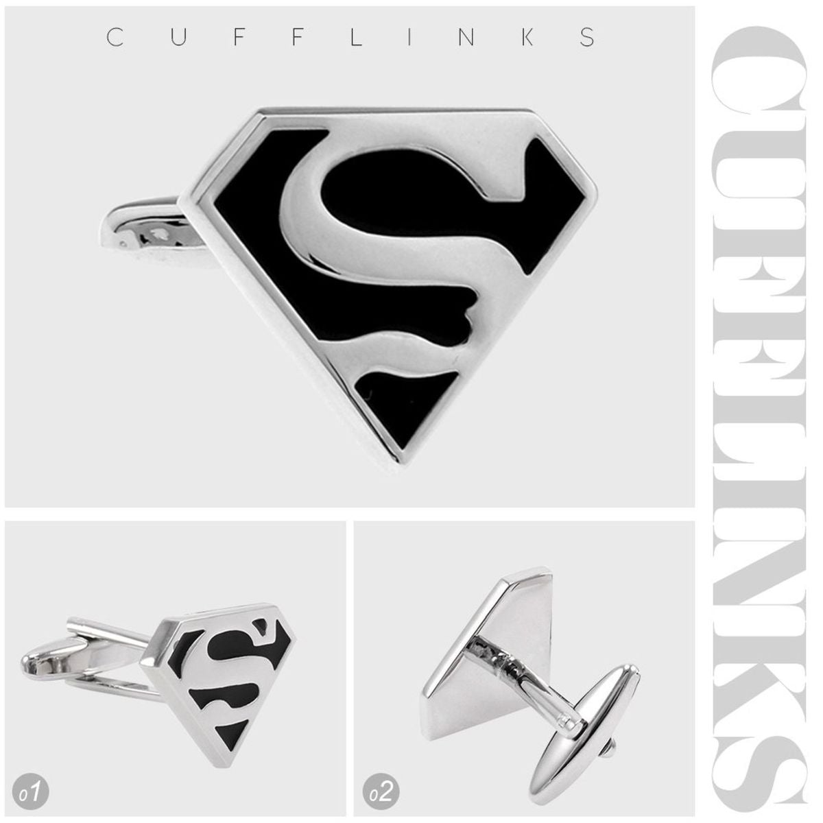 Black Superman Cufflinks In Box Bulk
