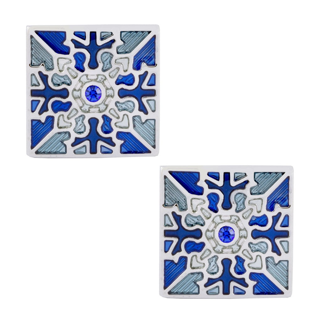 Square Blue Victorian Cufflinks In Box Bulk