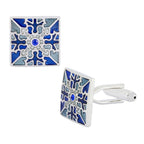 Square Blue Victorian Cufflinks In Box Bulk