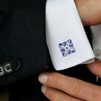 Square Blue Victorian Cufflinks In Box Bulk