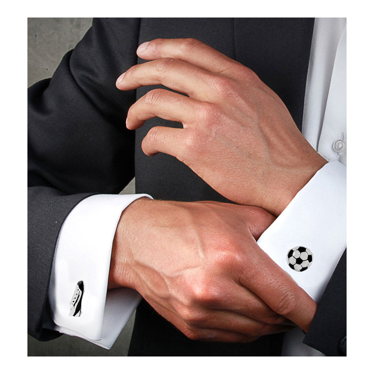 Silver Soccer Football Shoe Cufflinks In Box