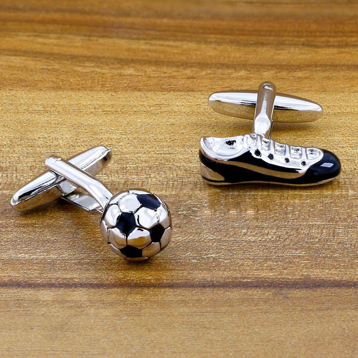 Silver Soccer Football Shoe Cufflinks In Box Main image