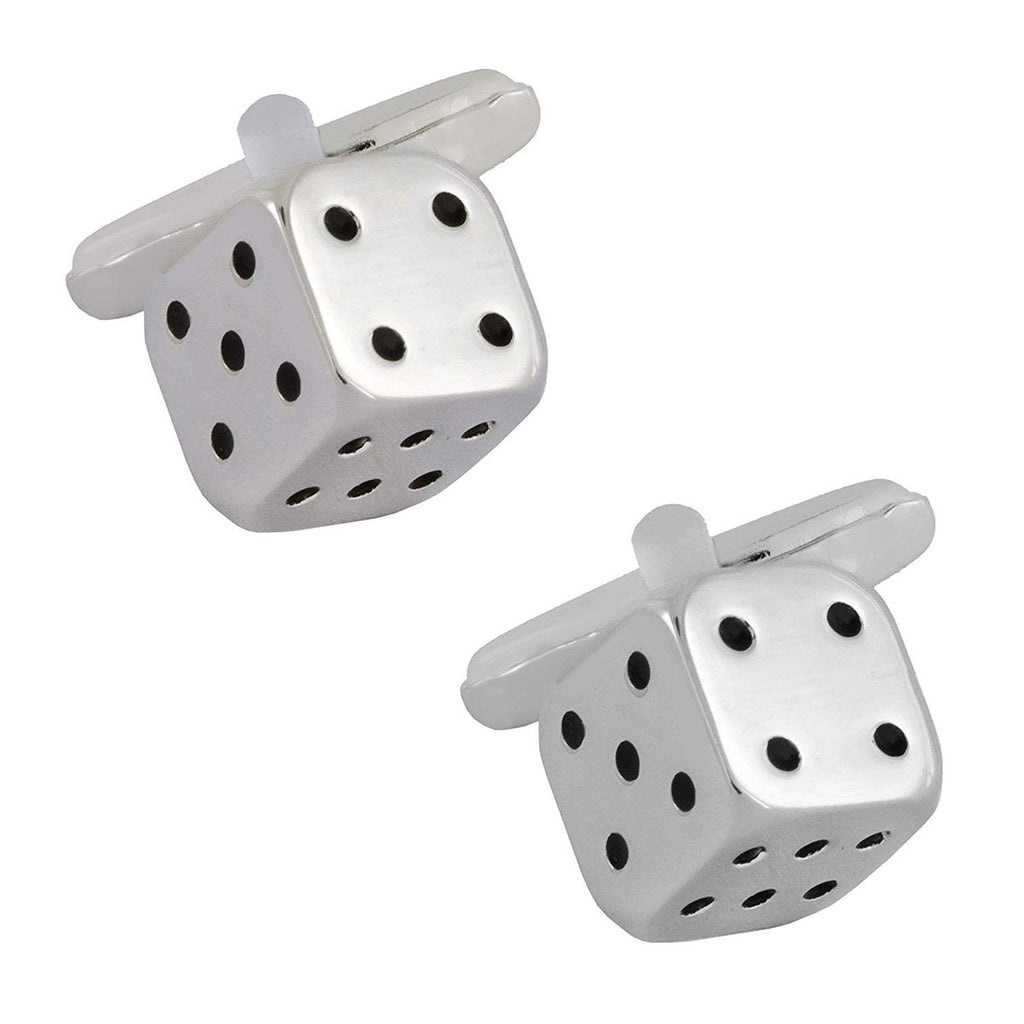 Cube Silver Dice Gambling Cufflinks In Box Bulk