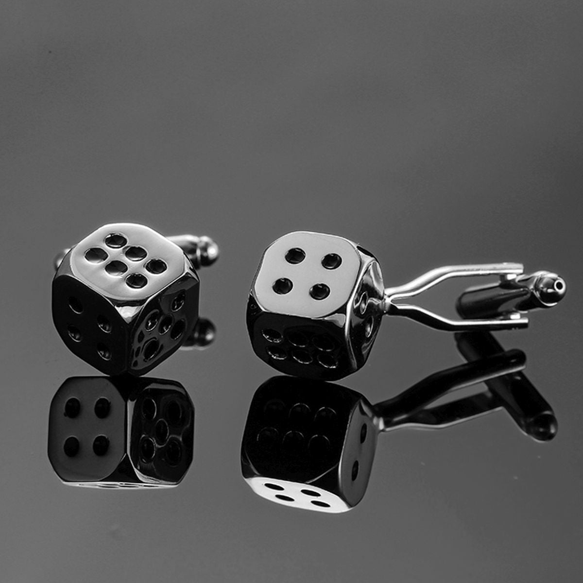 Cube Silver Dice Gambling Cufflinks In Box Bulk