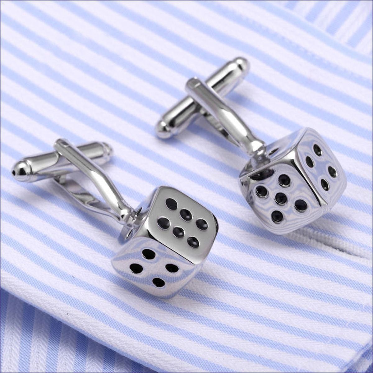 Cube Silver Dice Gambling Cufflinks In Box Bulk Main image
