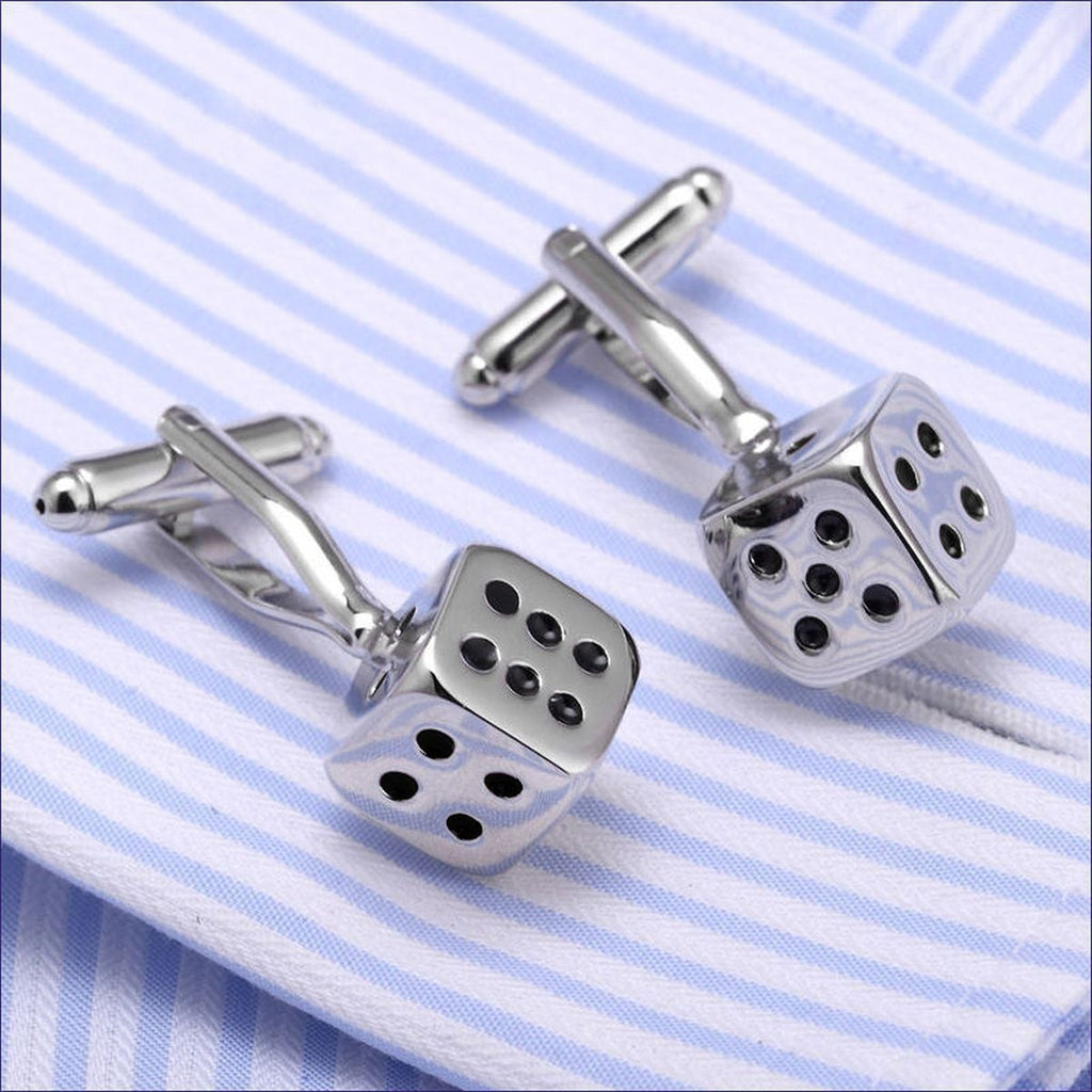 Cube Silver Dice Gambling Cufflinks In Box Bulk