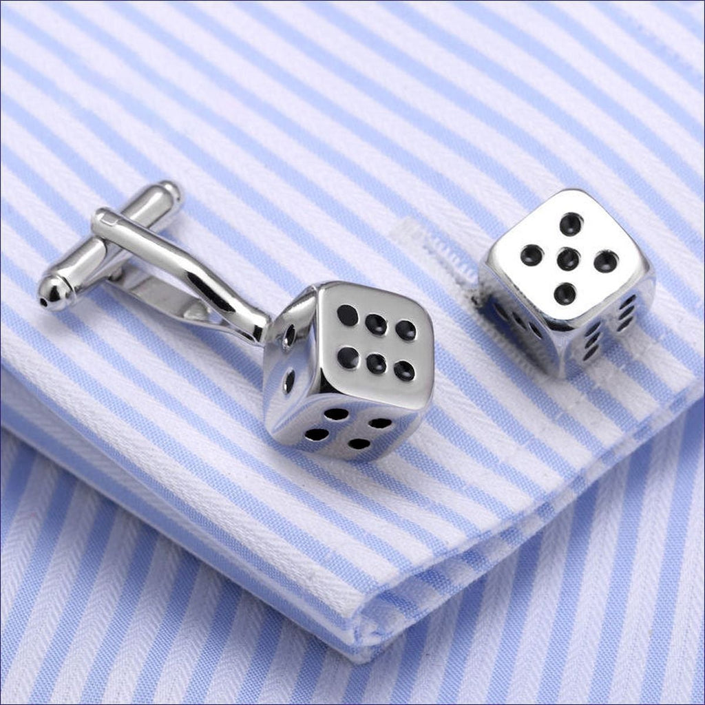Cube Silver Dice Gambling Cufflinks In Box Bulk