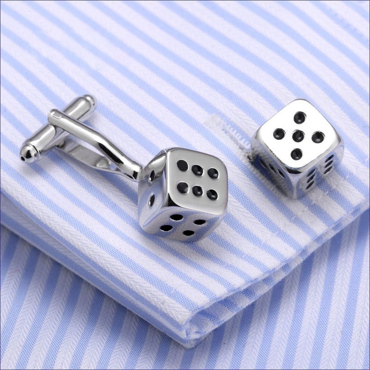 Cube Silver Dice Gambling Cufflinks In Box Bulk