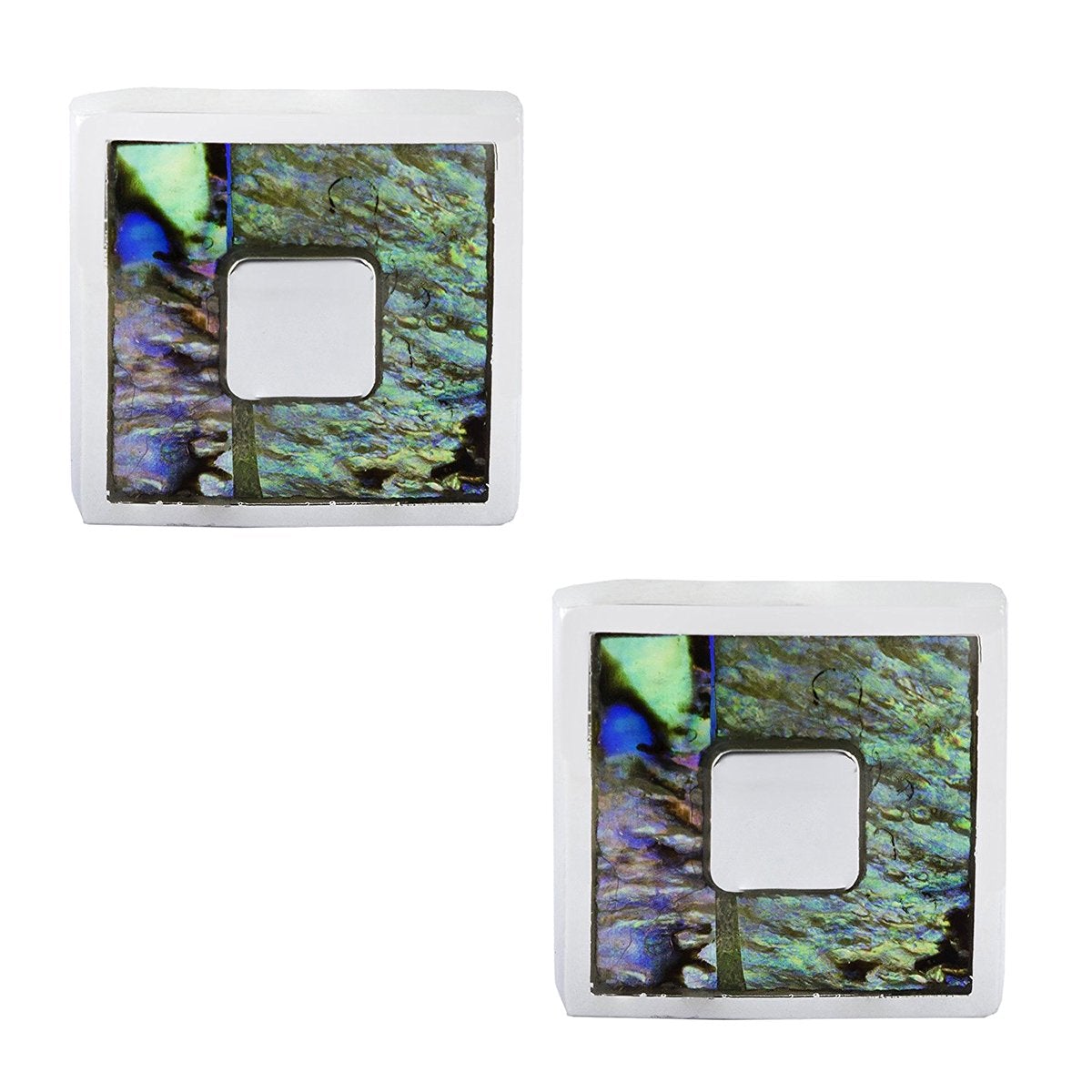 Square Blue Mother Of Pearl Cufflinks In Box Bulk Main image