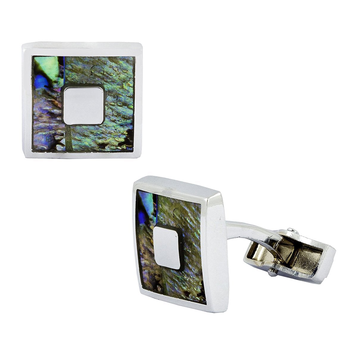 Square Blue Mother Of Pearl Cufflinks In Box Bulk Secondary image