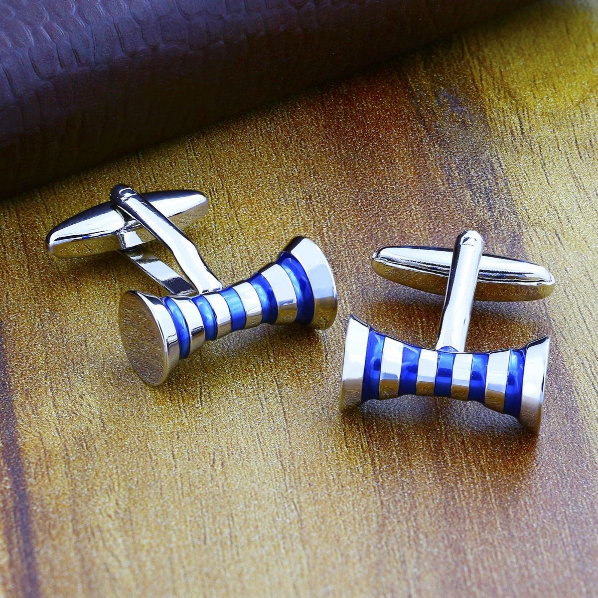 Ribbon Blue Bow Stripe Cufflinks In Box Secondary image