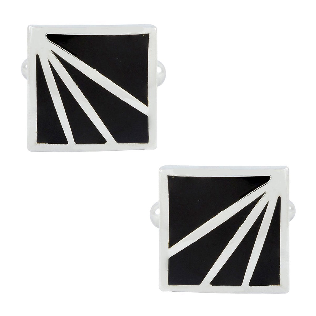 Square Black Stripes Cufflinks In Box Bulk