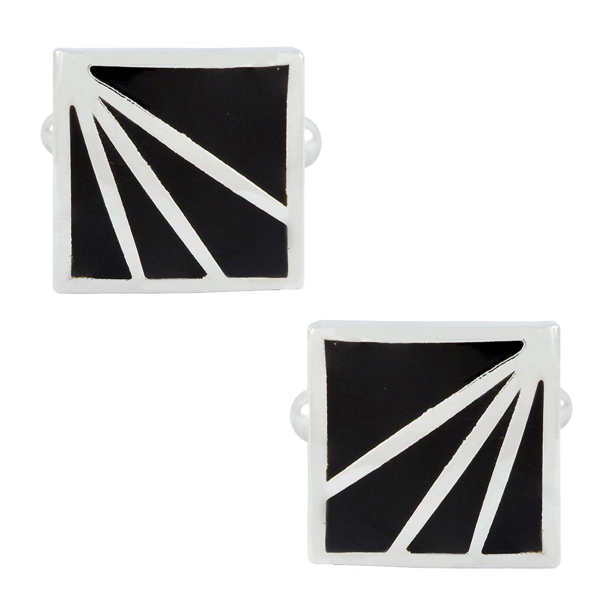 Square Black Stripes Cufflinks In Box Bulk