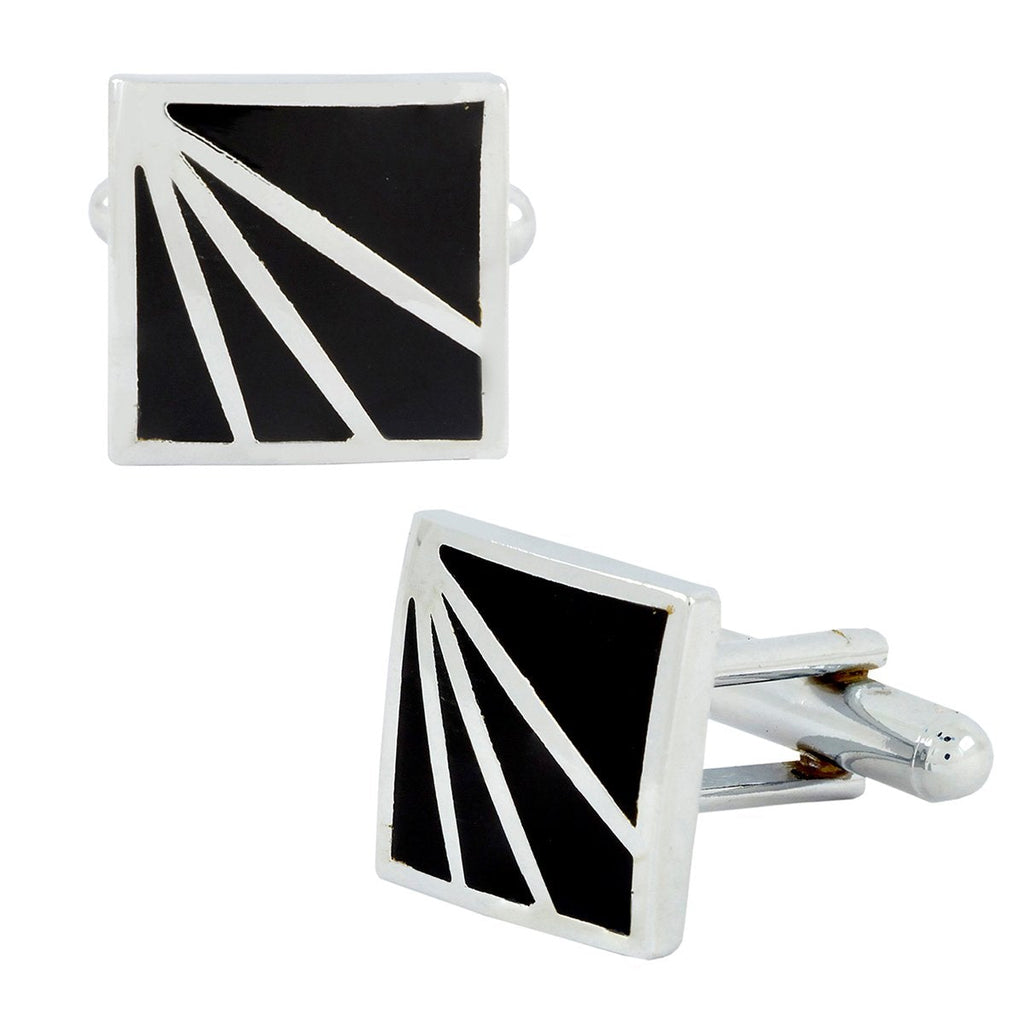 Square Black Stripes Cufflinks In Box Bulk