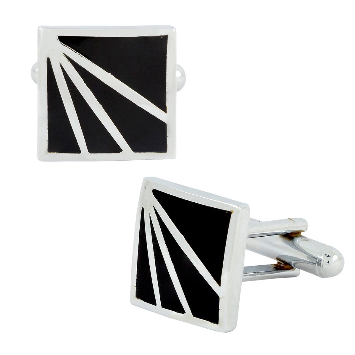 Square Black Stripes Cufflinks In Box Bulk
