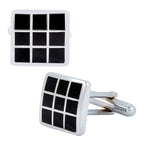 Square Black Checks Cufflinks In Box Bulk