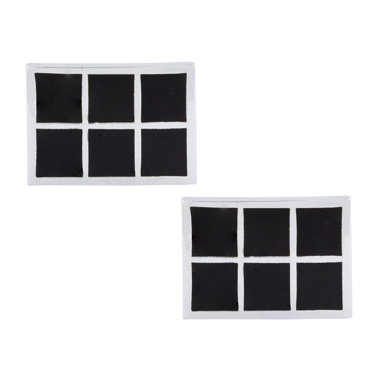 Rectangle Black Checks Cufflinks In Box Bulk Main image