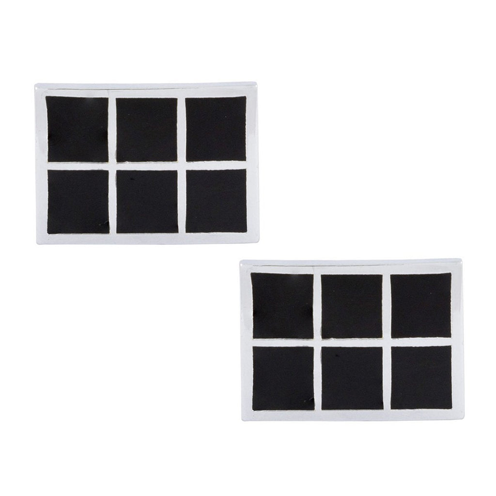 Rectangle Black Checks Cufflinks In Box Bulk