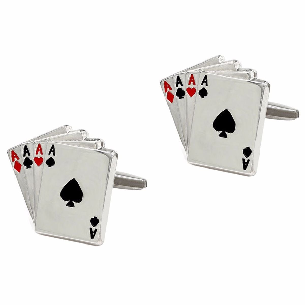 Fancy Silver Ace Poker Cufflinks In Box Bulk Secondary image