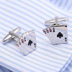 Fancy Silver Ace Poker Cufflinks In Box Bulk
