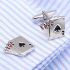 Fancy Silver Ace Poker Cufflinks In Box Bulk