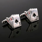 Fancy Silver Ace Poker Cufflinks In Box Bulk